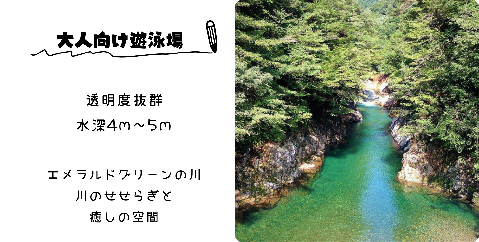 緑に囲まれた大人向け遊泳場